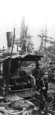 Steam donkey in Lynn Valley